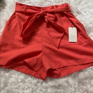 NWT coral paper bag shorts!